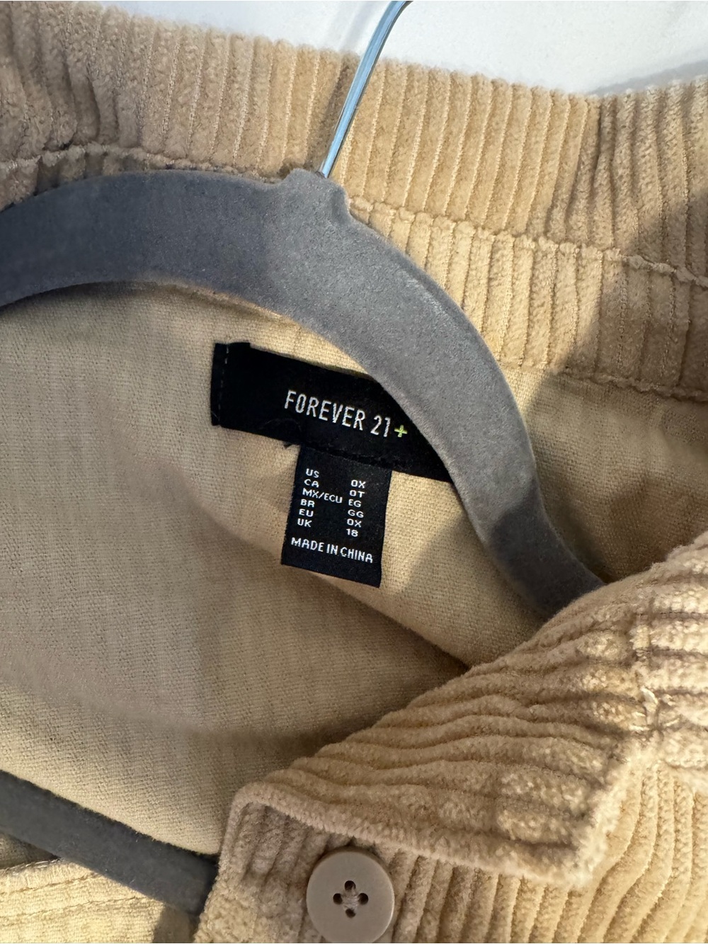 Forever 21+ Beige/Tan Corduroy Button Shirt Jacket